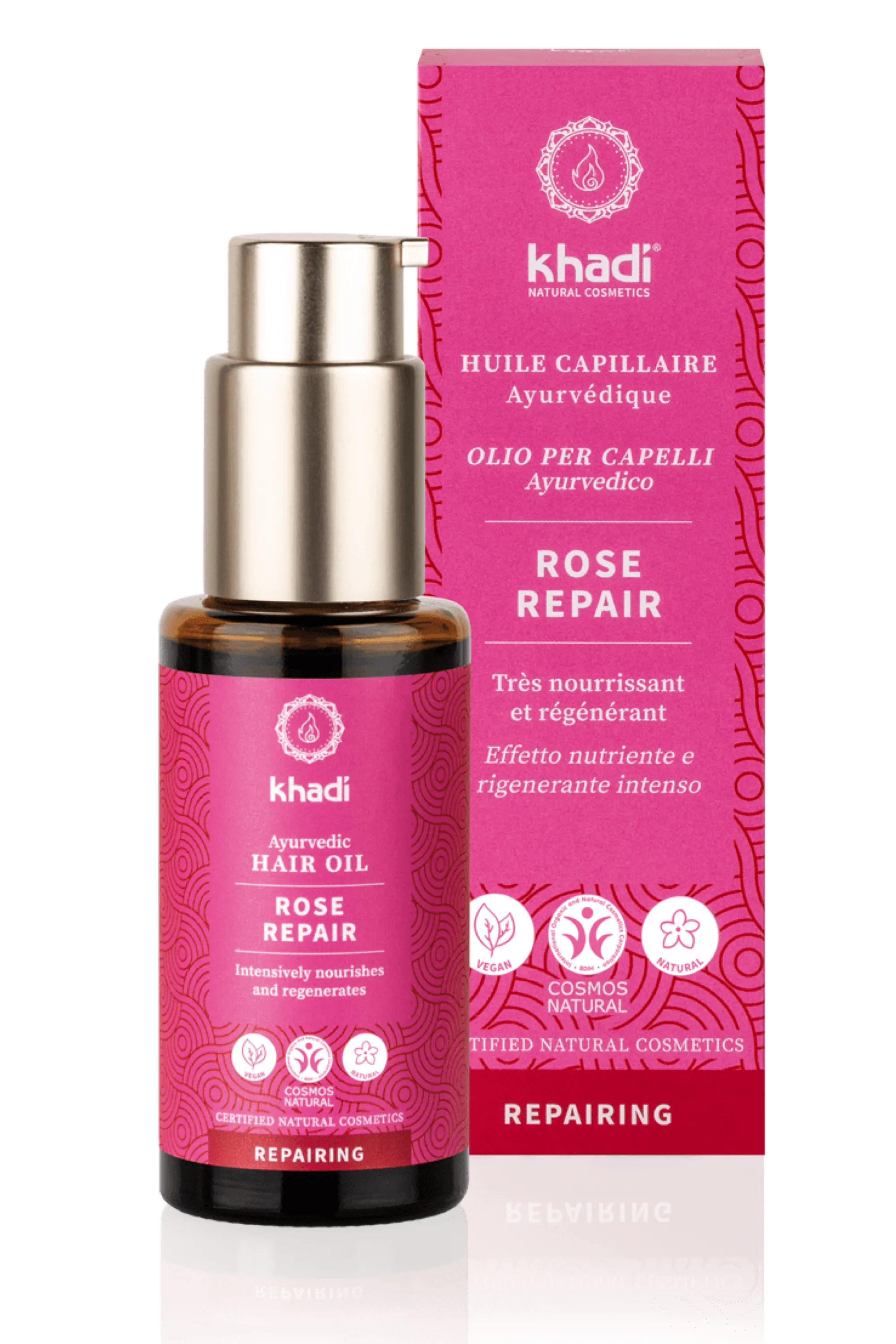 KHADI Huile capillaire régénérante et réparatrice Rose Repair-50 ml