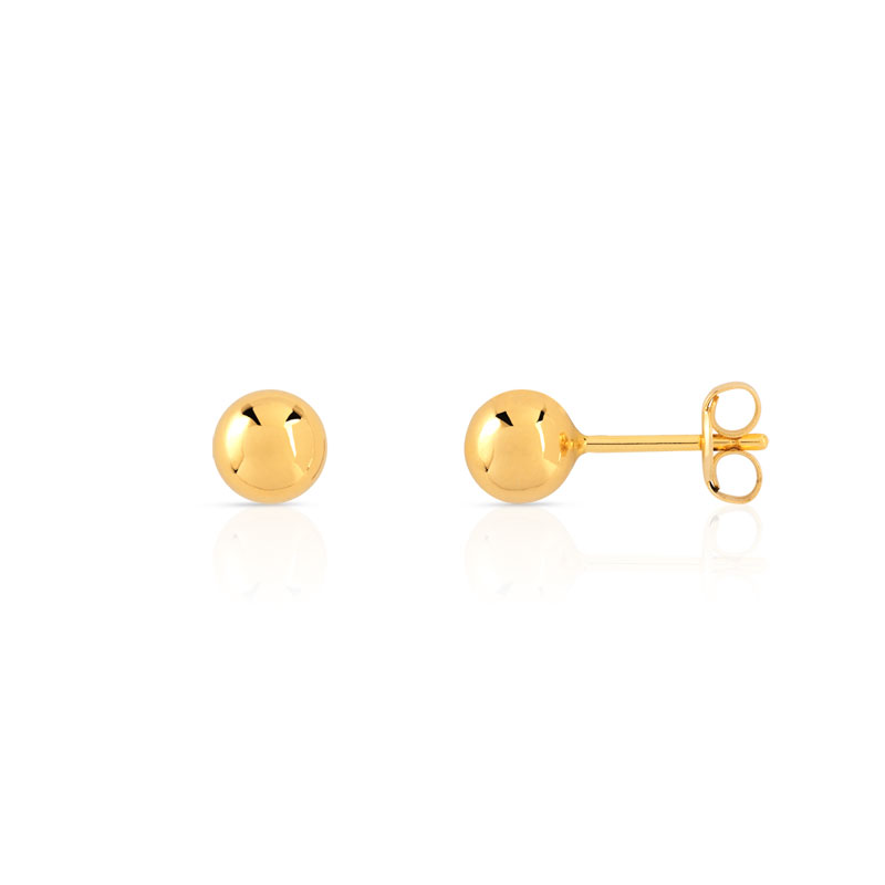Boucles d'oreilles or 375 jaune boules polies