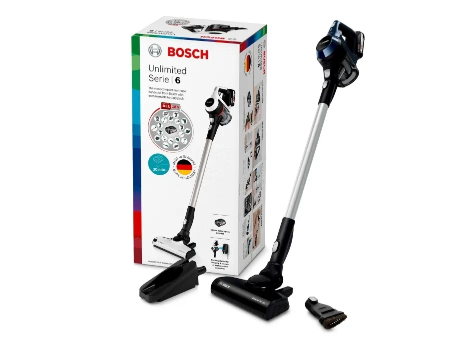 Bosch Unlimited Serie | 6 BBS611PCK - Støvsuger - pind/håndholdt (2-i-1) - uden pose - ledningsfri - måneskinsblå