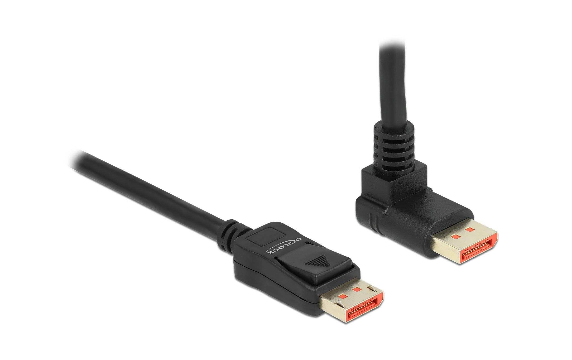 Kabel Oben gewinkelt DisplayPort - DisplayPort, 2 mDisplayPort Kabel Stecker gerade zu Stecker 90° oben gewinkelt 8K 60 Hz 2 m