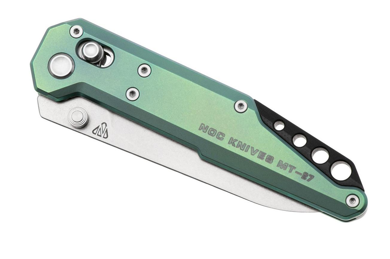 NOC Knives Dark Feather MT-2720, Stonewashed M390, Green Titanium zakmes