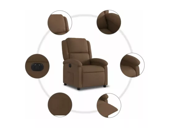 Fauteuil inclinable électrique Marron Tissu