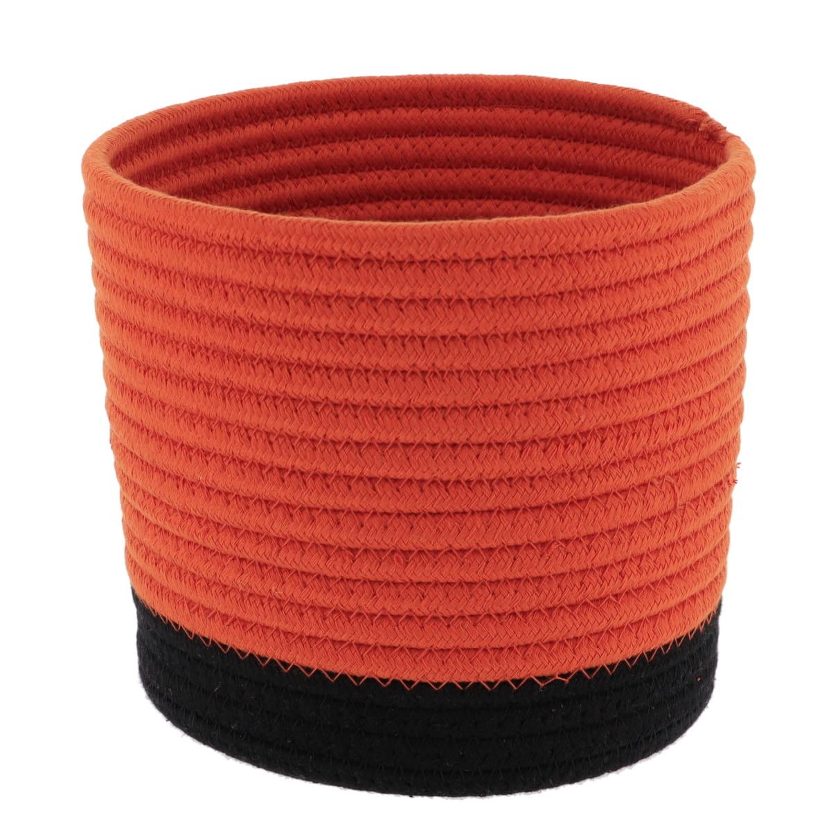 PANIER ROND COTON TERRE DE SIENNE NOIR D.19X16CM