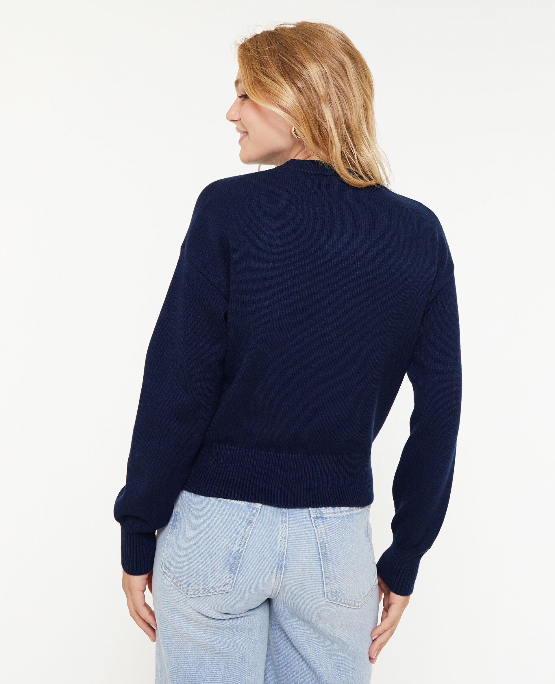 Pull col rond - Bleu marine