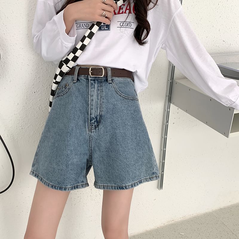 Moon City - Wijde denim shorts