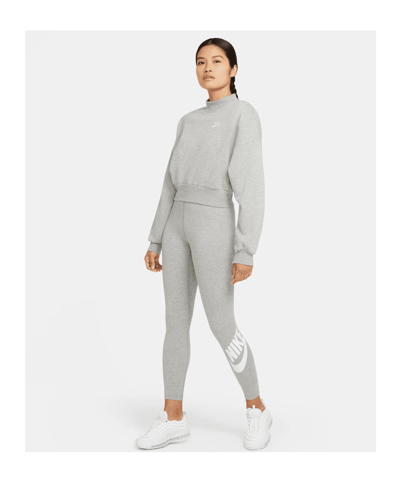 Nike Essentials Leggings Damen Grau Weiss F063
