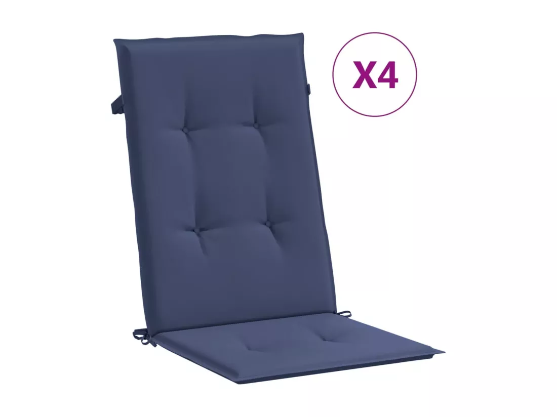 Coussins de chaise à dossier haut lot de 4 bleu marine tissu