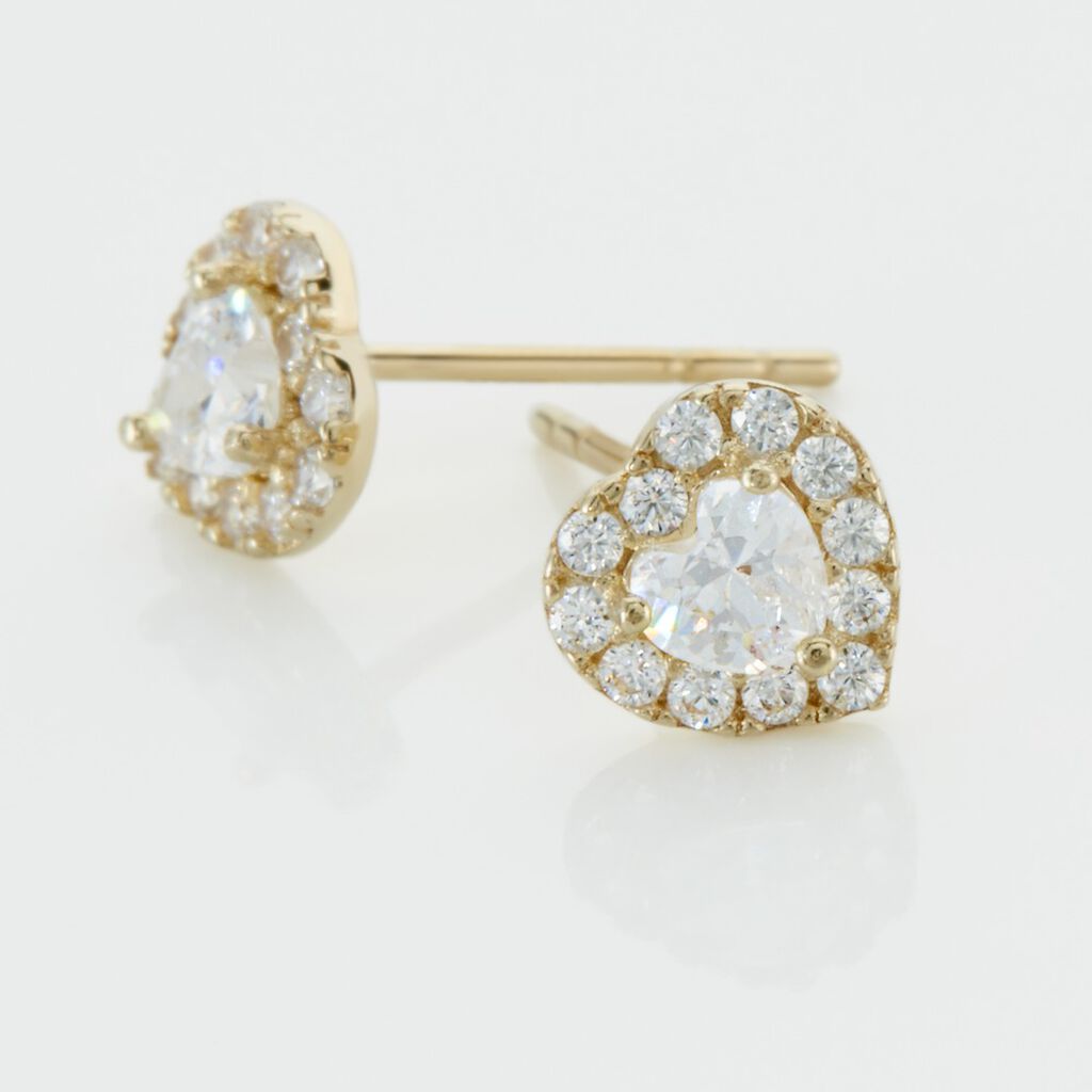 Boucles D'oreilles Puces Or Jaune Festuca Oxydes De Zirconium