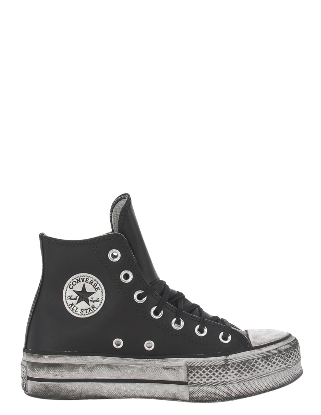 converse sneakers compensées montantes femme ctas lift leather hi cuir noir effet vieilli