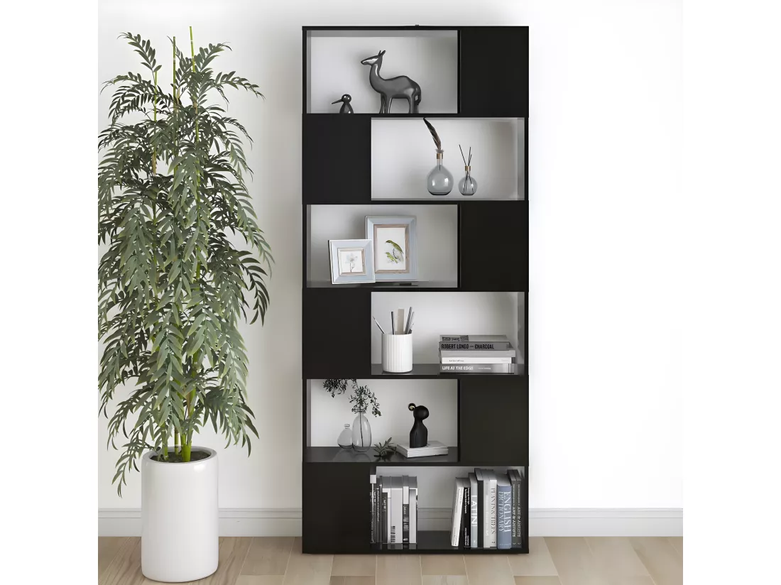 Bibliothèque/Séparateur de pièce Noir 80x24x186 cm Aggloméré