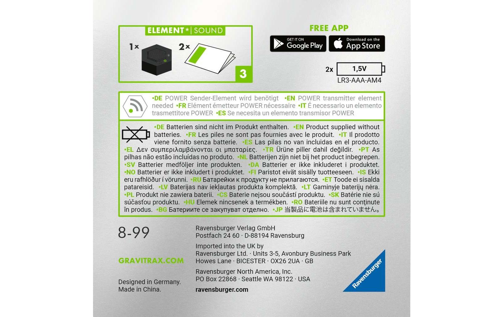 Kugelbahn Zubehör GraviTrax Power Element SoundCoole Sounds für Kugelbahnsystem