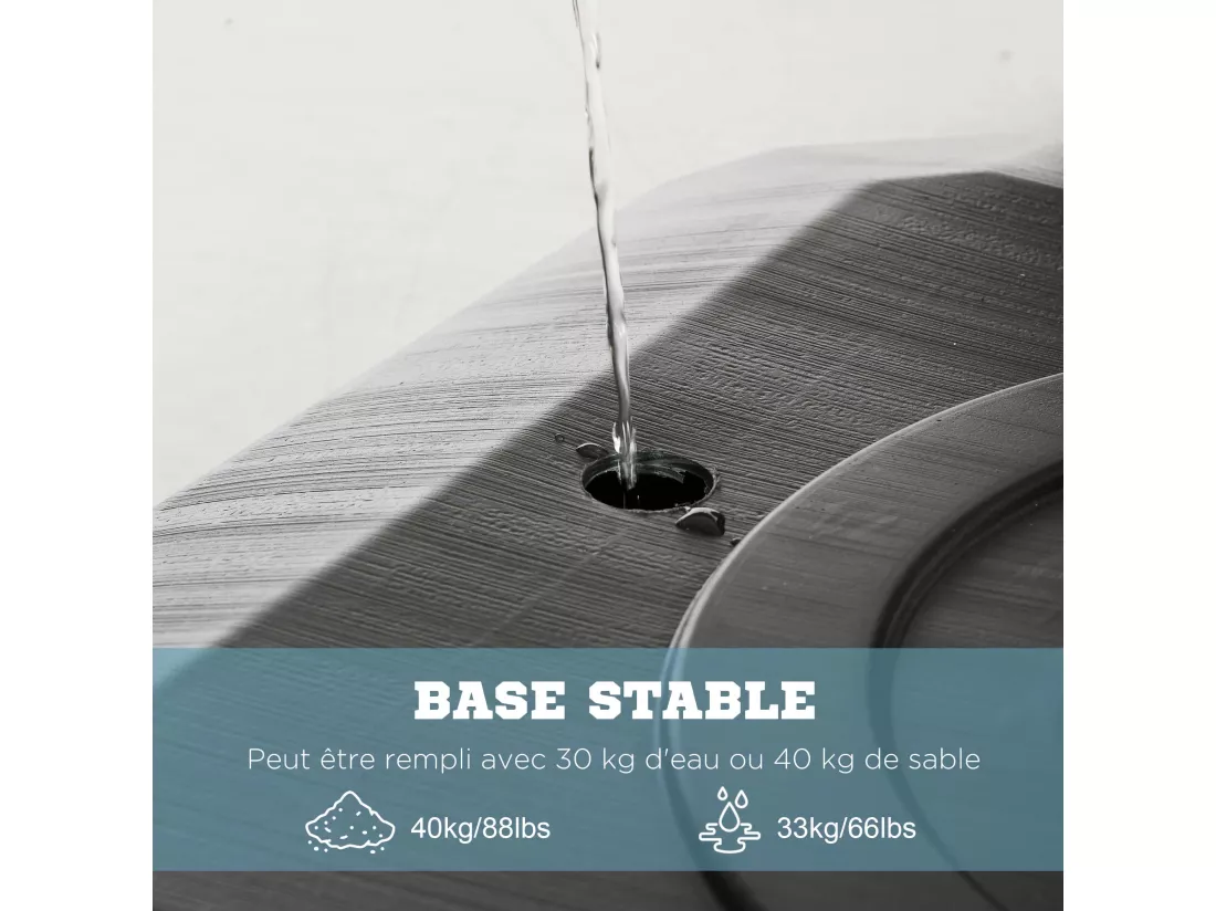 Panier de basket-ball sur pied avec base de lestage sur roulettes hauteur réglable 2,93-3,5 m acier PC noir