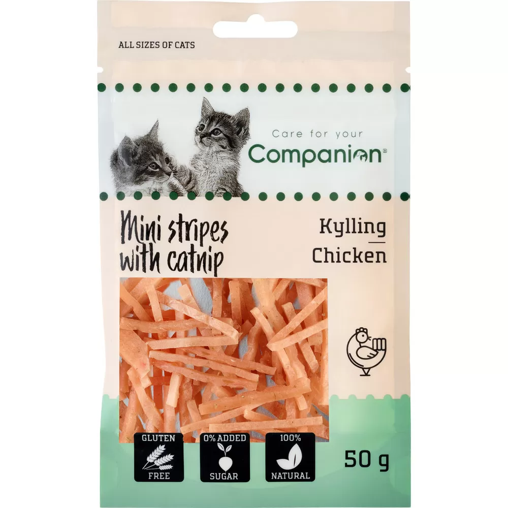 Companion Cat Mini Stripes with catnip, kylling - 50 g