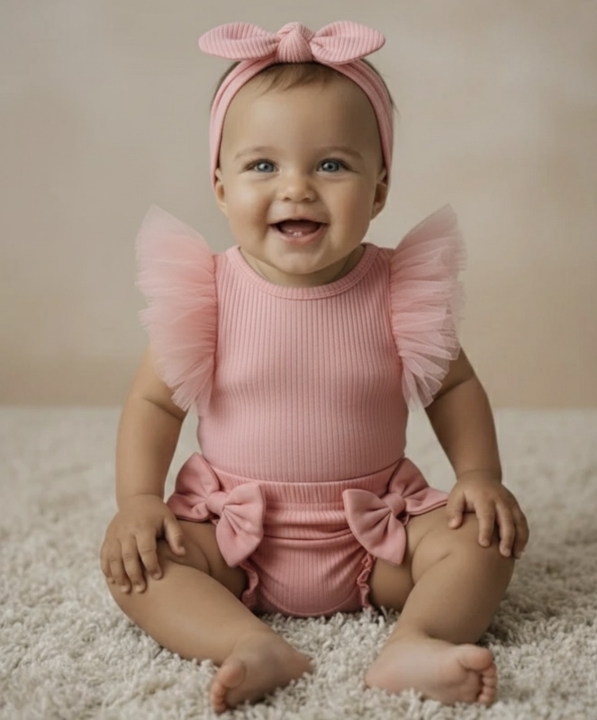 A bow & tule baby set