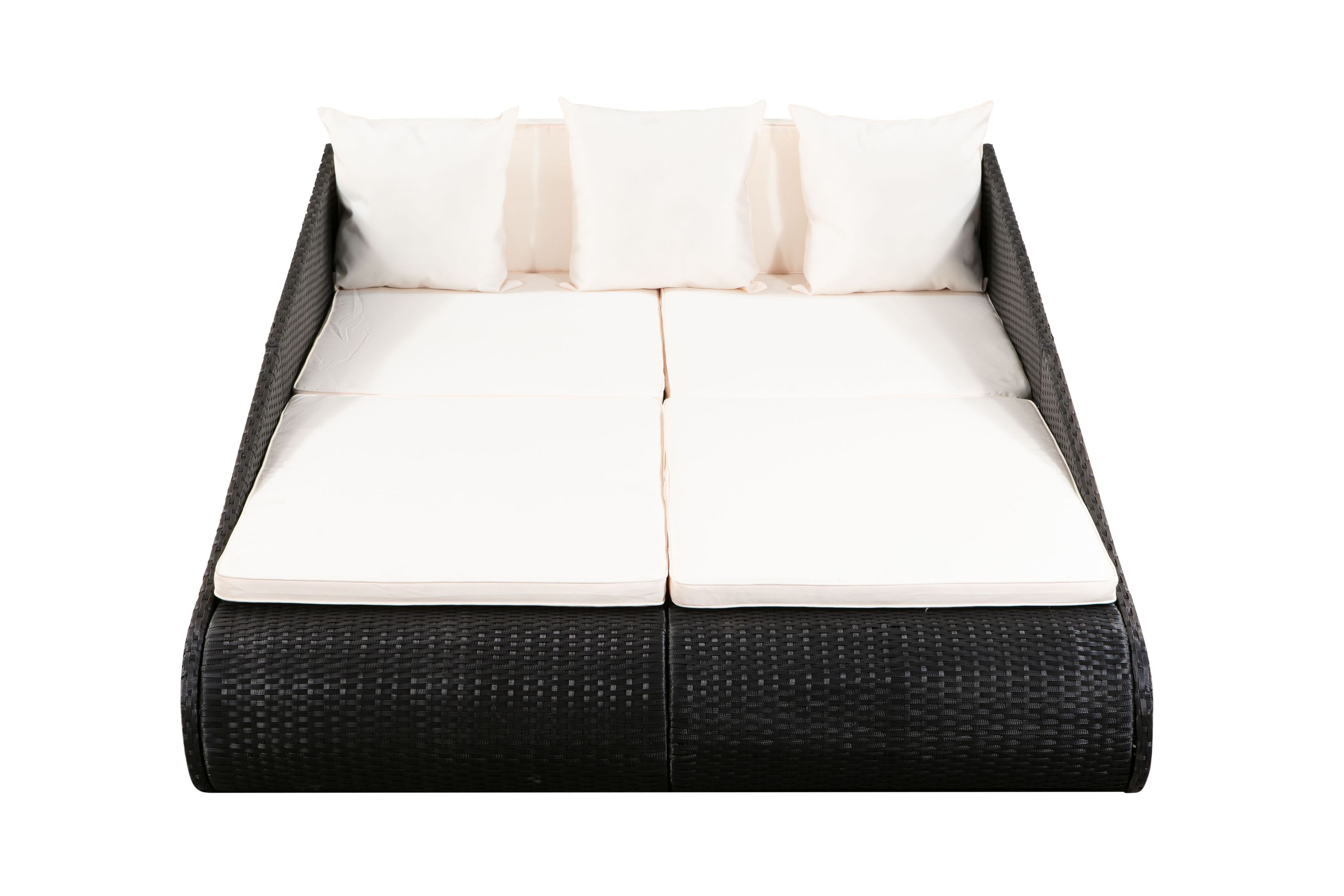 Gartenliege EMILIA 200 x 142 x 59 cm schwarz/beige