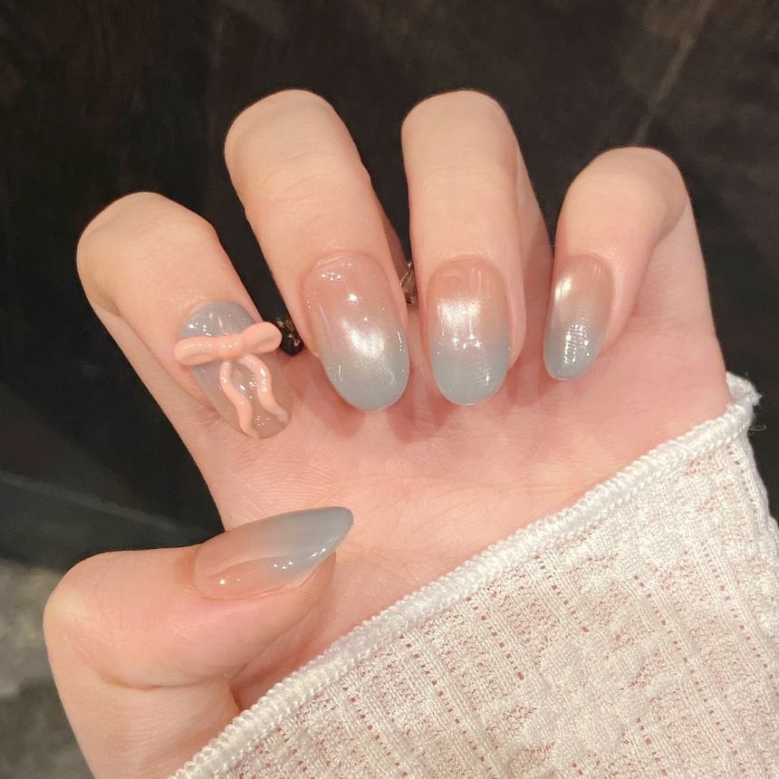 eovda - Bow Gradient Almond Press On Nail / Oval Press On Nail (Diverse ontwerpen)