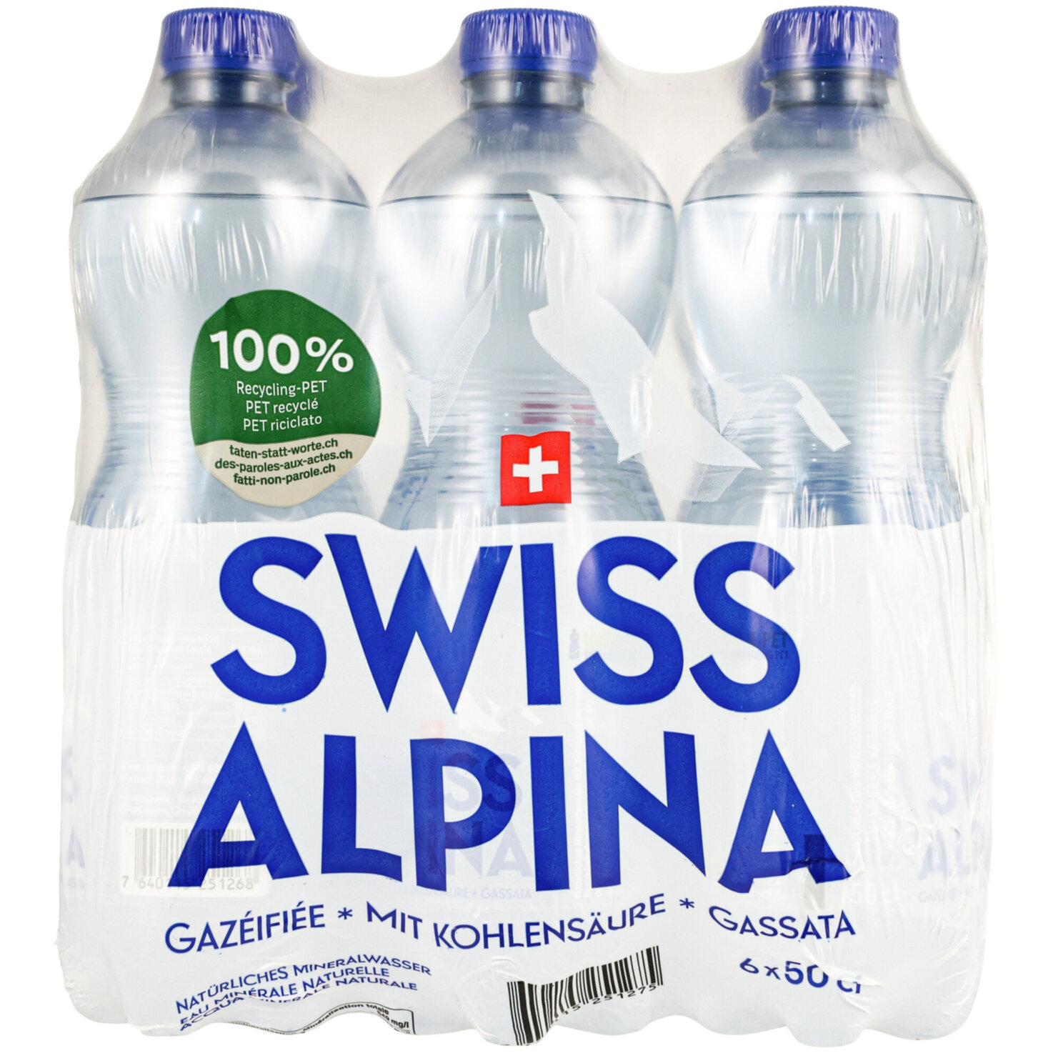 Swiss Alpina Blau Mineralwasser mit Kohlensäure 6x50cl -300cl