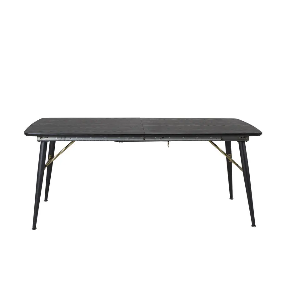 Eettafel Zwart Hout Uitschuifbaar - 220x85x75cm - Gold