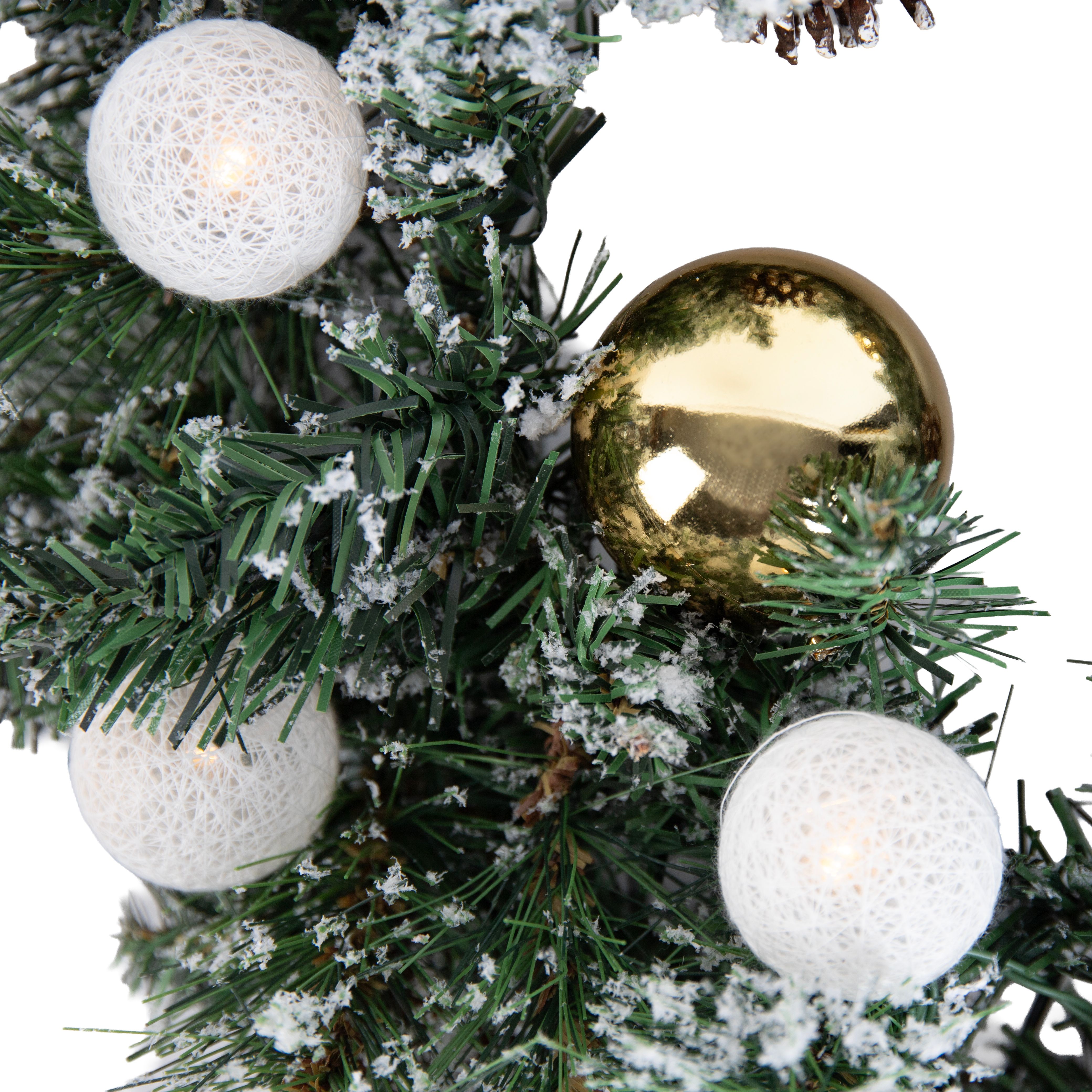 Kerst krans wit met goud 45cm incl. LED met timer - Jack
