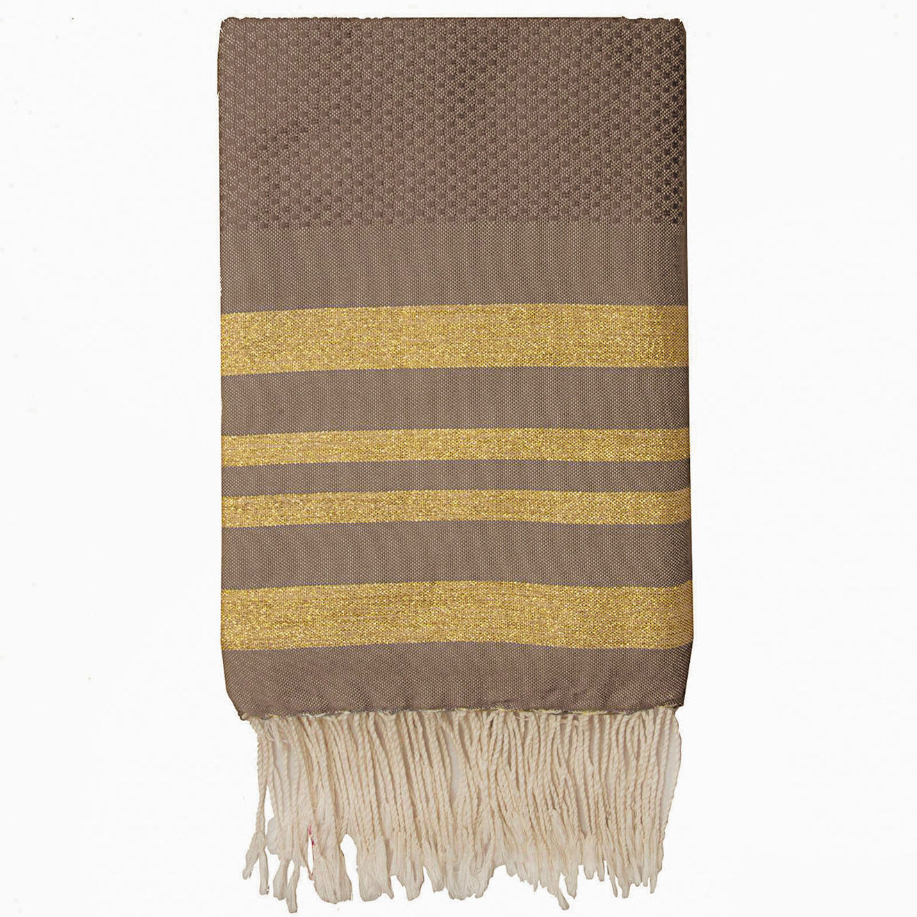 Febronie Fouta Nid d'abeille Hamptons moka/doré - 100x200 cm