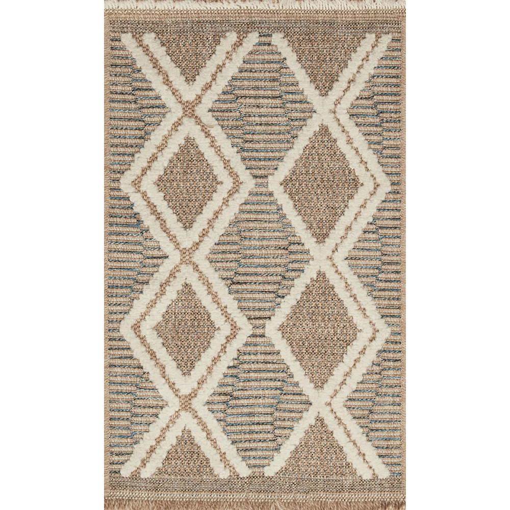 Tapis intérieur extérieur aspect jute bleu tulum 9048 290 x 200 cm