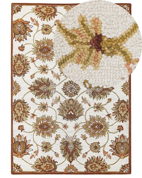 Teppe Beige Brun Ull 160 x 230 cm Orientalsk mønster Tett luv Håndtuftet Tilbehør Vintage Klassisk