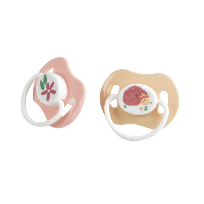 SET 2 SUCETTES SILICONE PHYSIOLOGIQUE 0 A 6 MOIS HERISSON