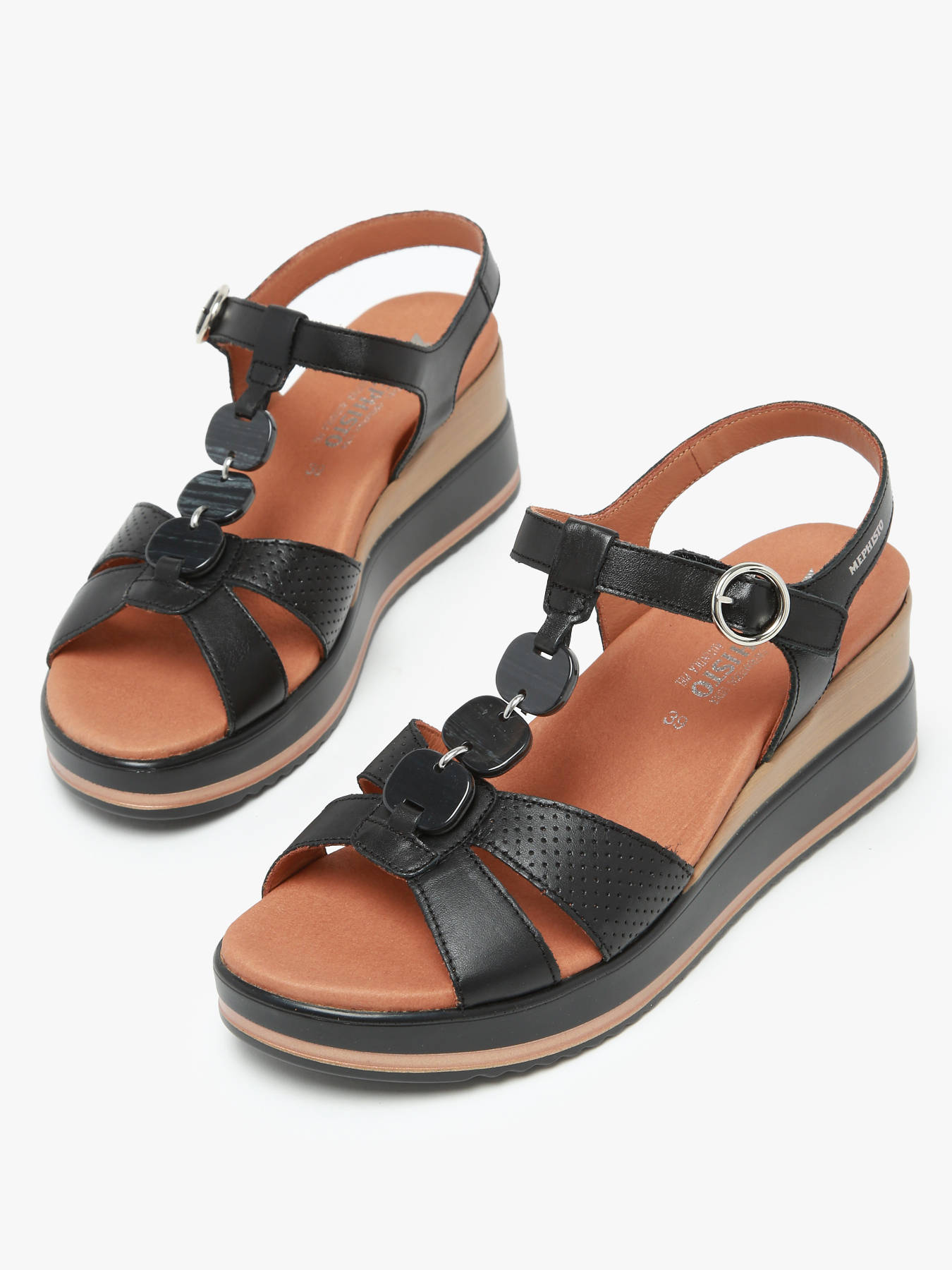 Sandales talon compens en cuir MEPHISTO