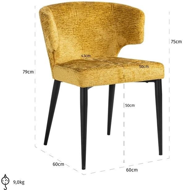 Eetkamerstoel S4714 Mustard Fusion  Taylor B60 x D60 x H79 cm