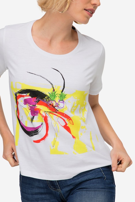 T-Shirt, Hummer Print, Rundhals, Halbarm, OEKO-TEX Made in Green