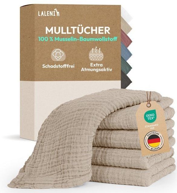Laleni - Hydrofiele Doeken - Beige - 100% Katoen - Set van 5