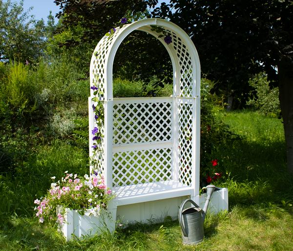 KHW Kunststoff-Gartenbank mit Rosenbogen