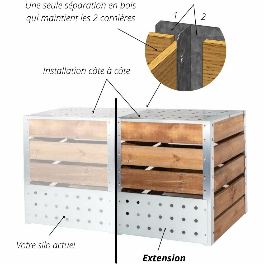 Extension pour silo à compost acier et bois 470l