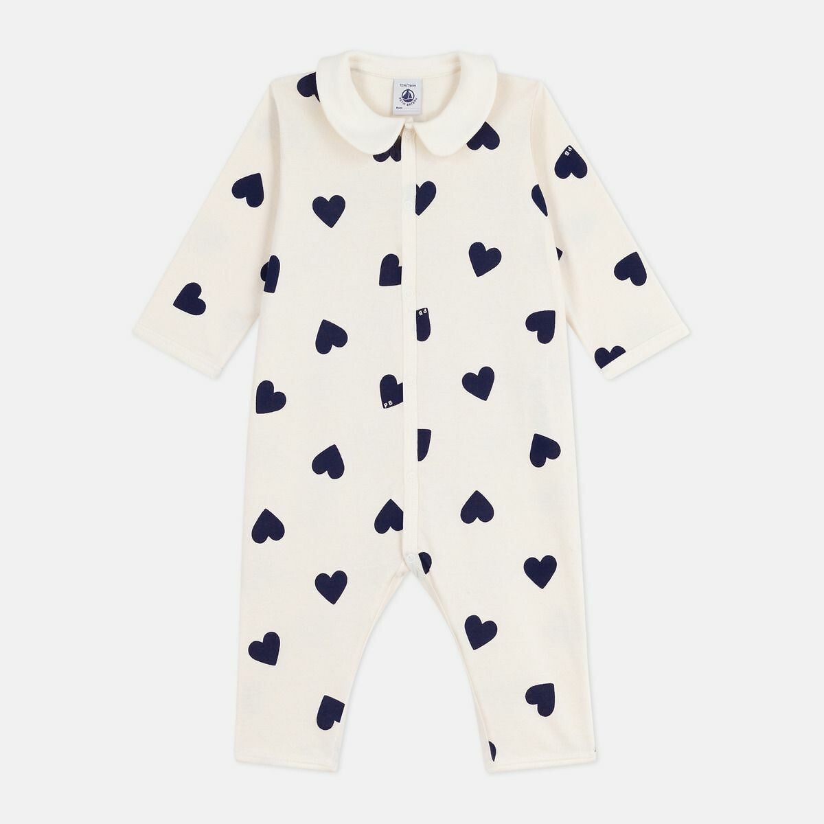 PETIT BATEAU<br>Pijama de bebê sem pés em algodão com estampa de coração