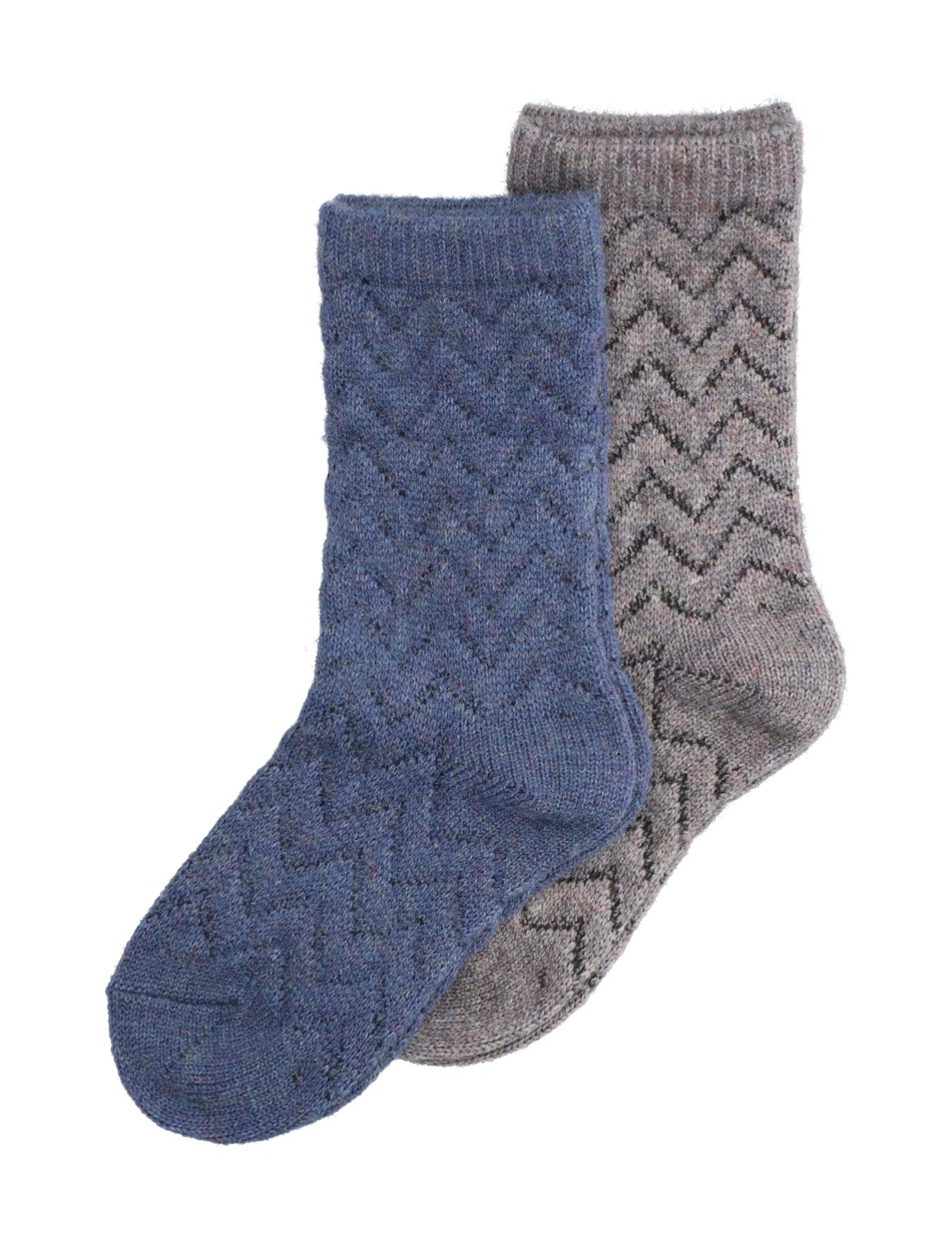FANCY WOOL&VISCOSE SOCKS 2P