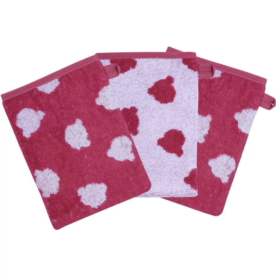 WÖRNER SÜDFROTTIER Waschhandschuh Jac. Teddy rot 3er Set 15 x 21cm