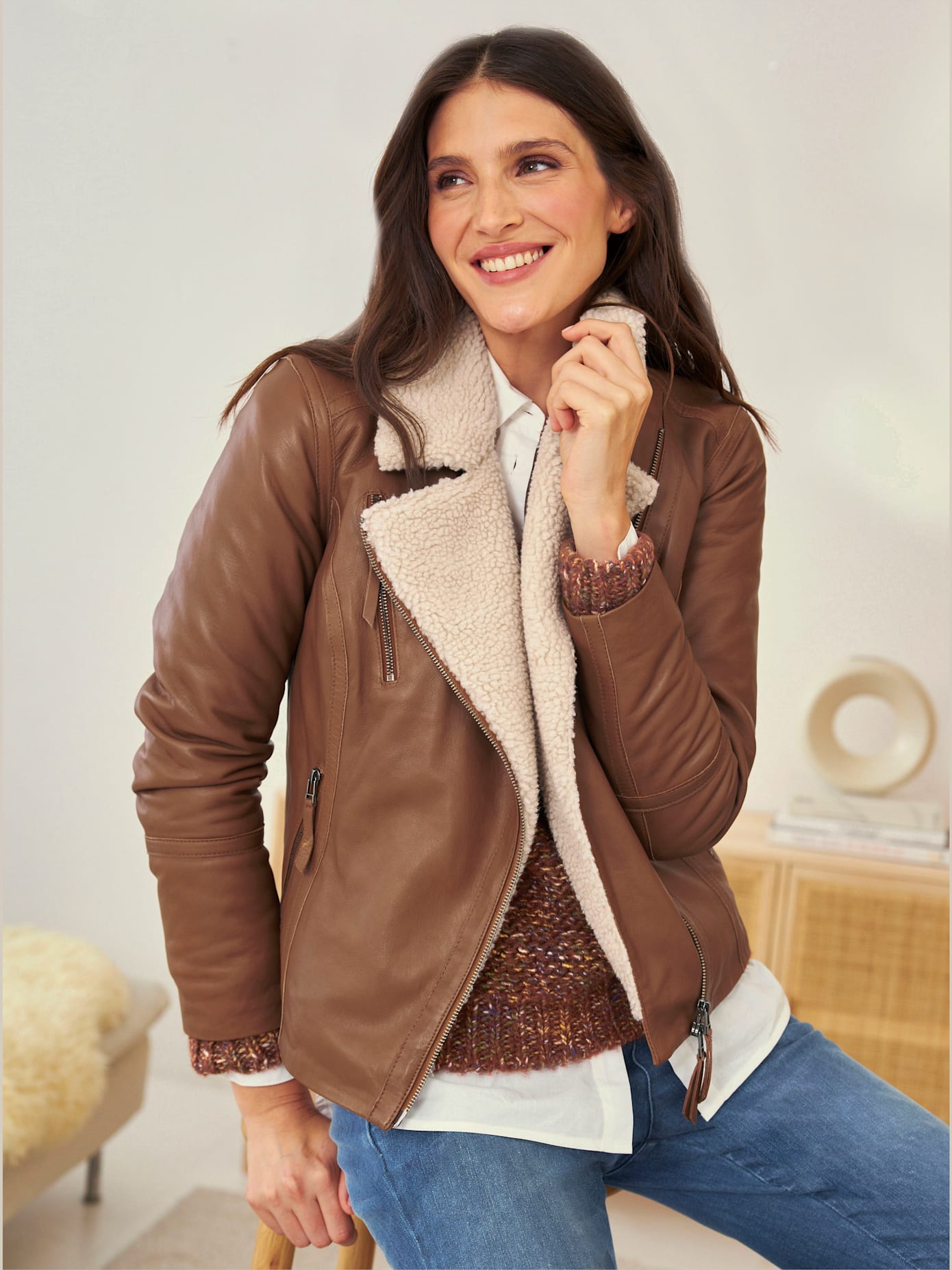 Veste en cuir pur cuir d'agneau nappa