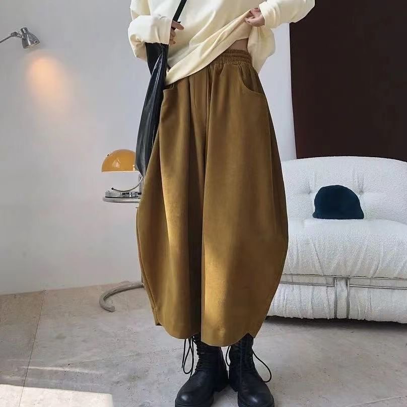 Frigga - Hoge taille effen asymmetrische cropped harembroek