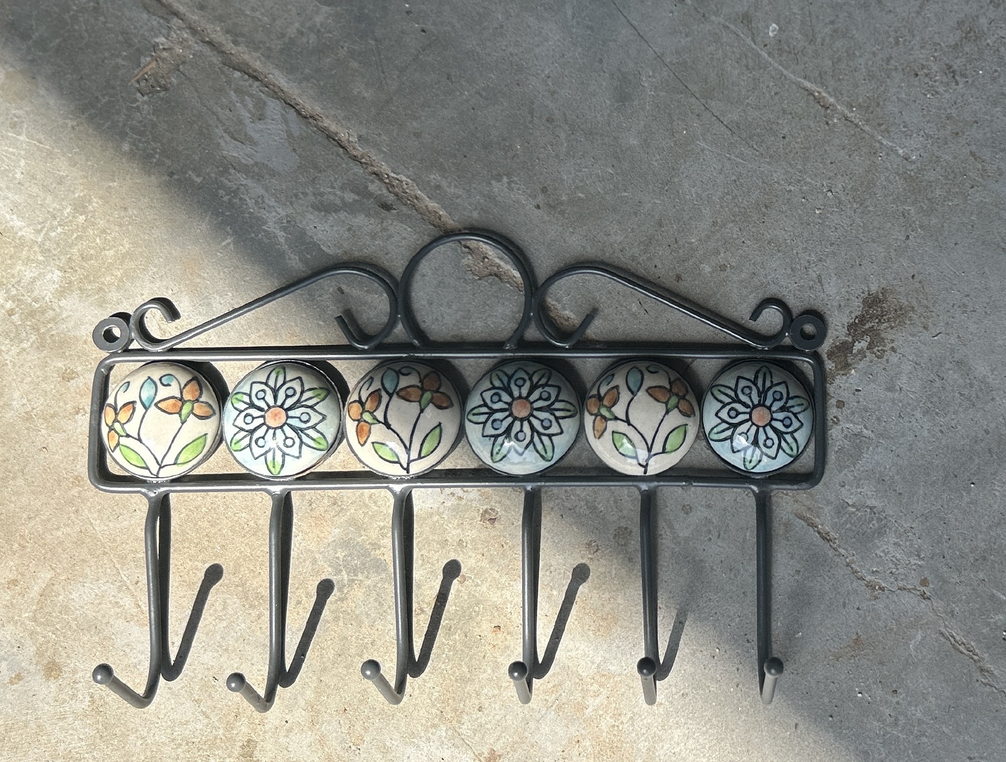 6er Wandhaken, grau, multicolor, B 27 cm, H 16 cm, L 6 cm von fischer's lagerhaus