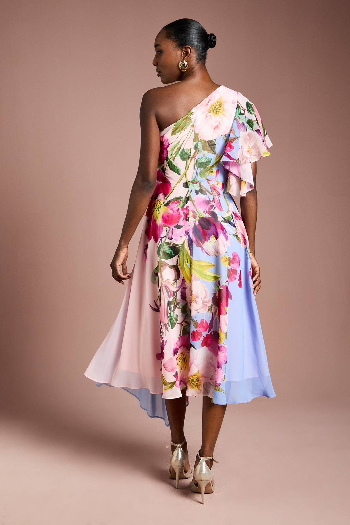 Coast Robe en Mousseline à Imprimé Floral Une Épaule