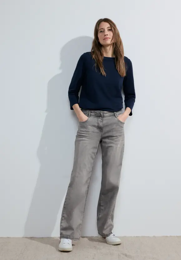 Graue Loose Fit Jeans - light grey stone wash