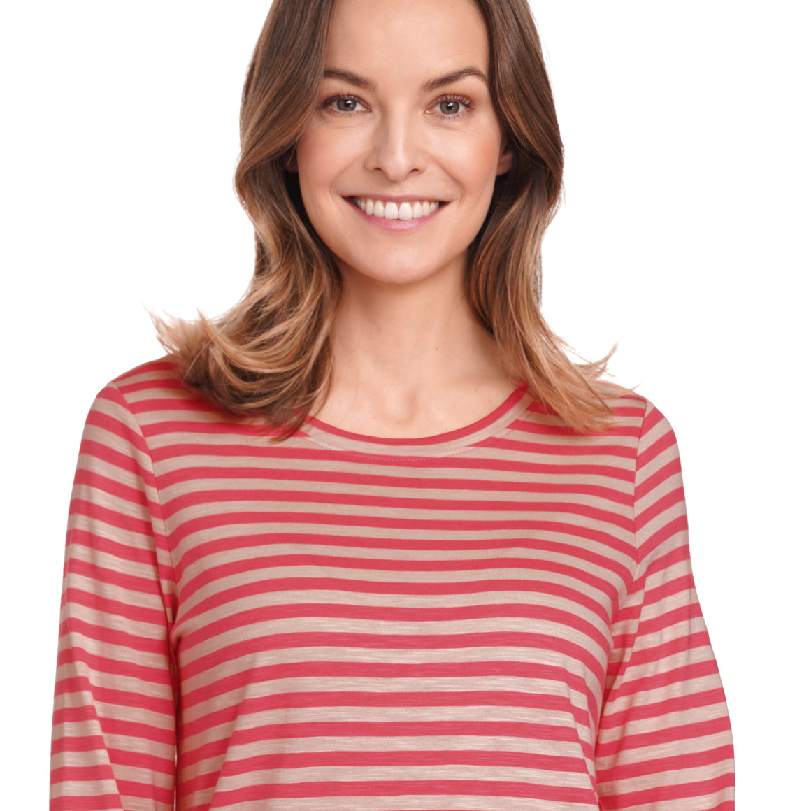 Gina Benotti Damen Langarmshirt gestreift pink / beige