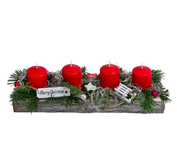 Adventsgesteck, rot, ca. B45/H13/T14 cm