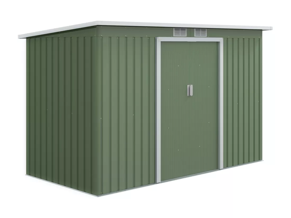 Abri de jardin - remise pour outils - cabanon portes verrouillables - dim. 2,8L x 1,3l x 1,72H m - tôle d'acier gris vert