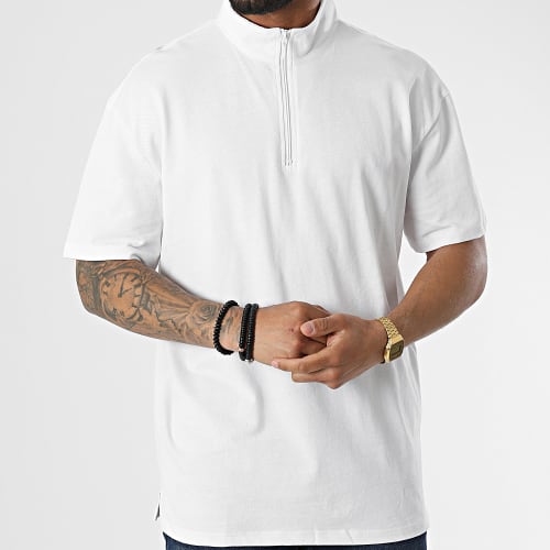 Polo A Manches Courtes Boxy Zip Pique TB4910 Blanc