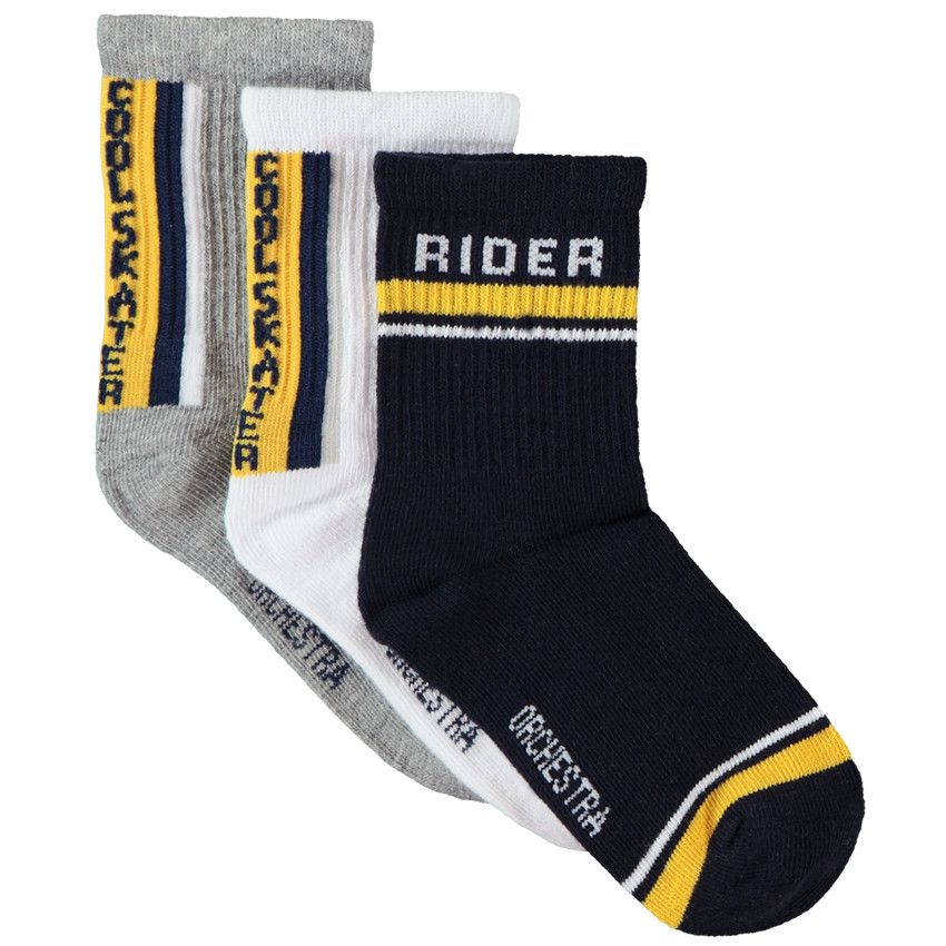 Lot de 3 paires de chaussettes à détails contrastés pour garçon - Blanc
