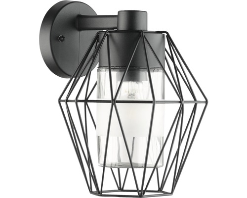 Wandlamp, 1-lichts, H 24 cm, hangend, zwart