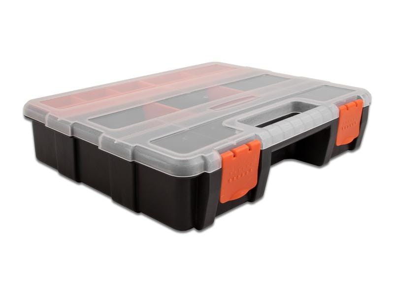 Delock Sortimentskasten Orange / Schwarz 21 Fächer Delock Sortimentsbox mit 21 Fächern 290 x 220 x 60 mm Orange / Schwarz