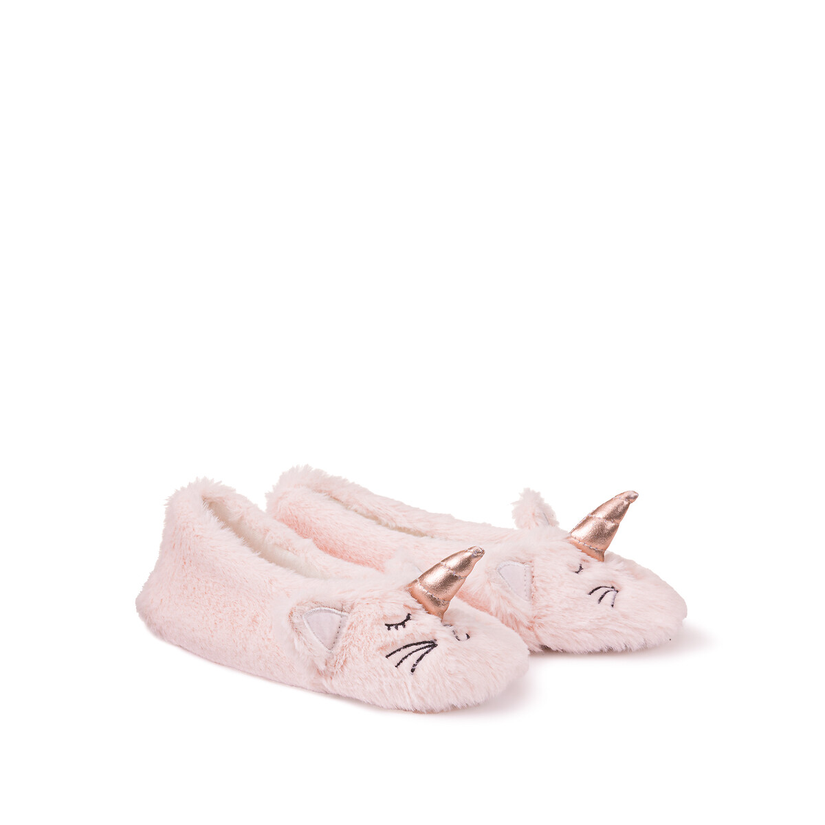 COLEÇÃO LA REDOUTE<br>Pantufas de sherpa com cabeça de unicórnio
