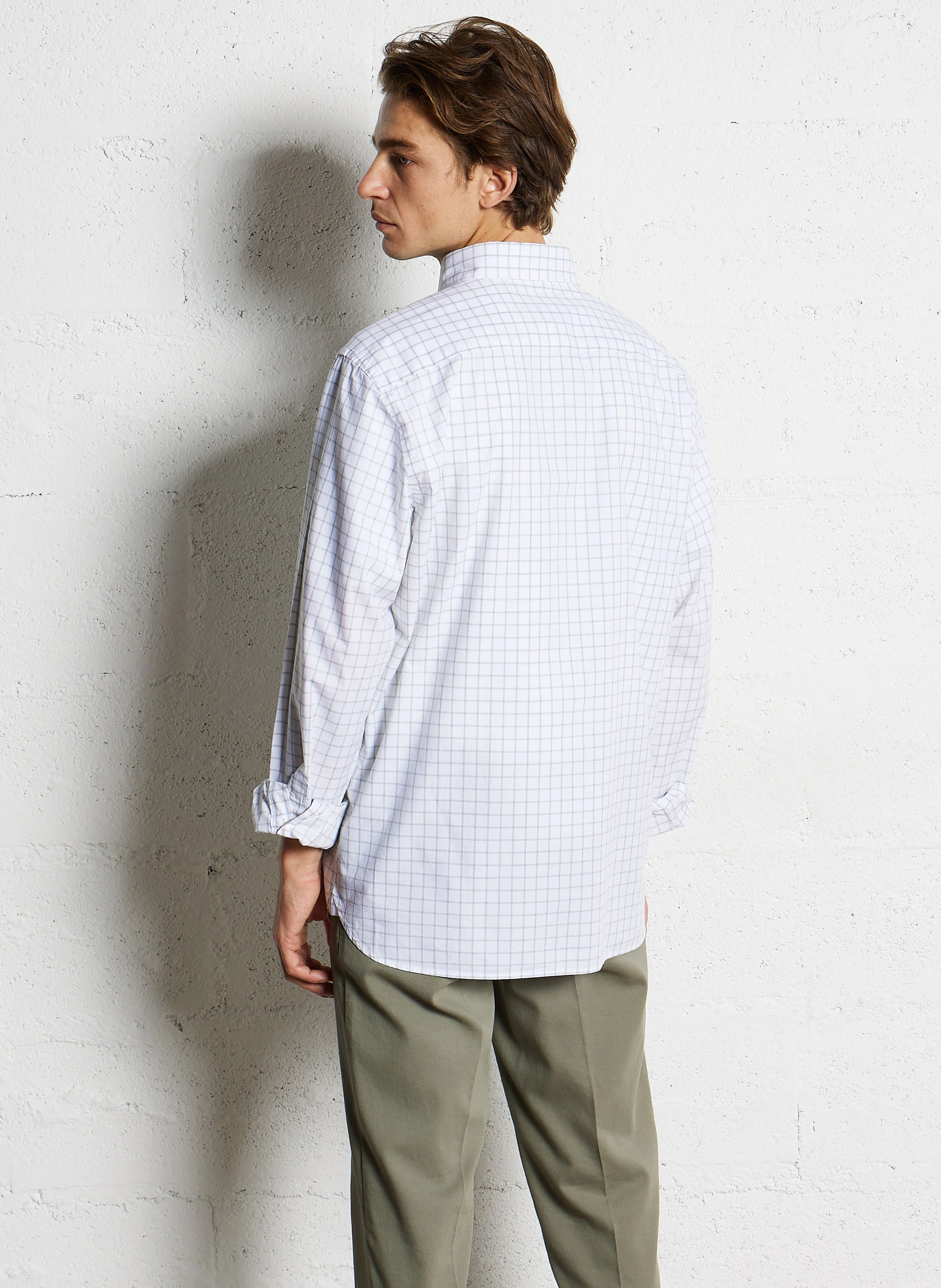 Chemise droite col classique en coton imprimé | Vert